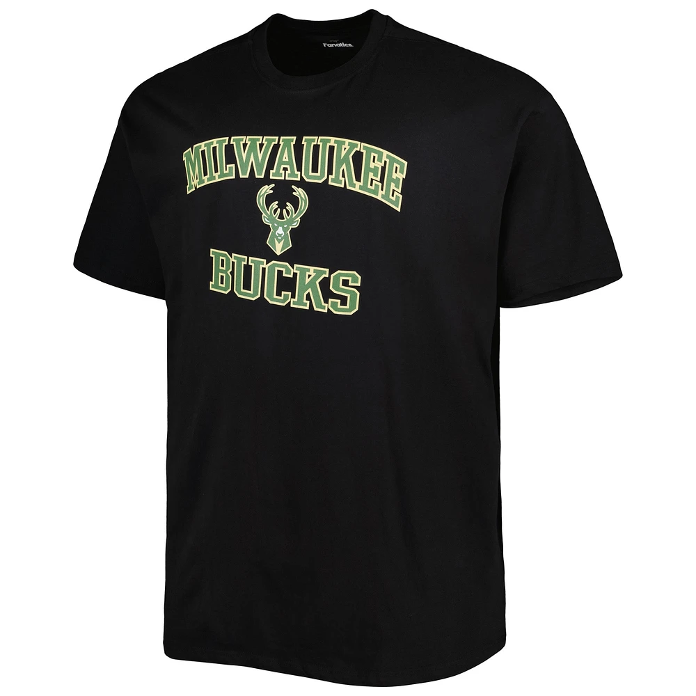 Men's Black Milwaukee Bucks Big & Tall Heart Soul T-Shirt