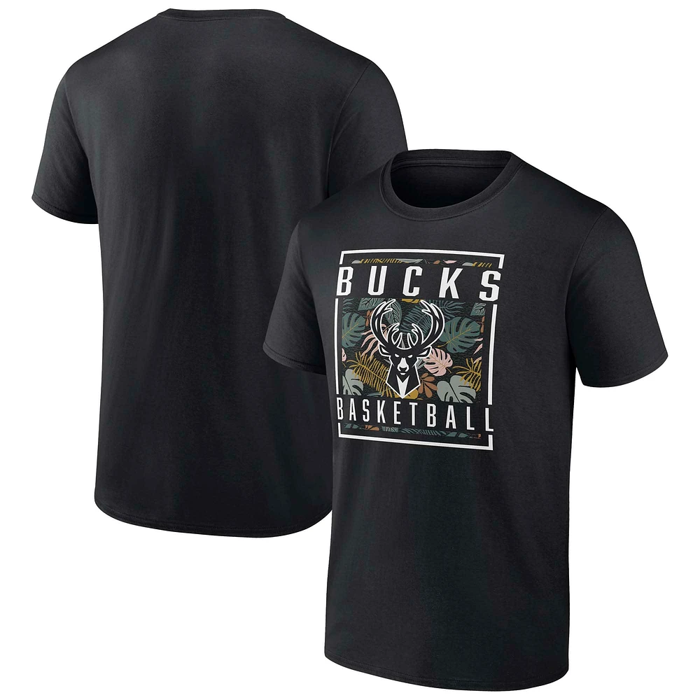Men's Fanatics  Black Milwaukee Bucks Baseline Jumper T-Shirt