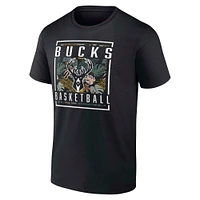 Men's Fanatics  Black Milwaukee Bucks Baseline Jumper T-Shirt