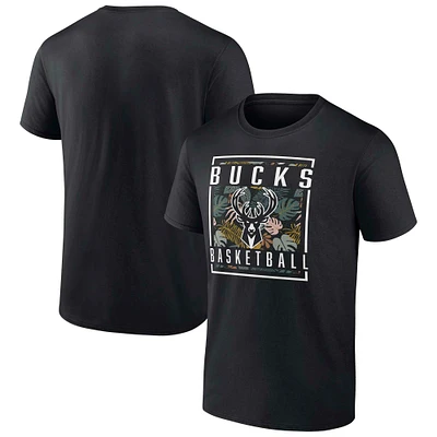 Men's Fanatics  Black Milwaukee Bucks Baseline Jumper T-Shirt
