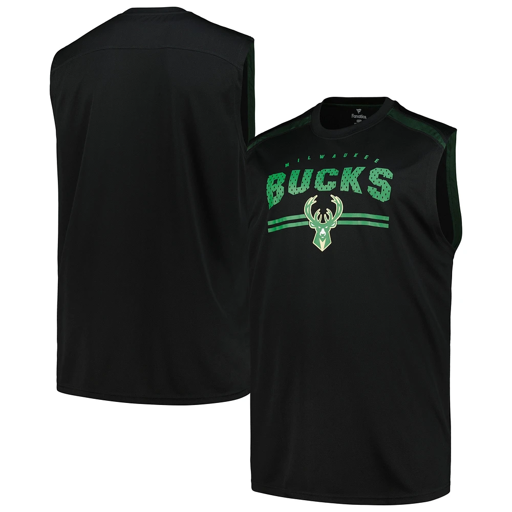 Débardeur noir Milwaukee Bucks Big & Tall Birdseye Muscle Fanatics pour hommes