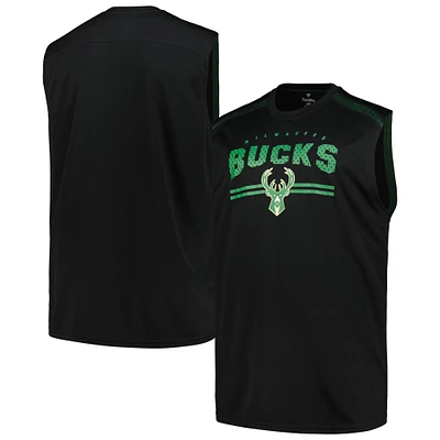 Men's Fanatics Black Milwaukee Bucks Big & Tall Birdseye Muscle Tank Top