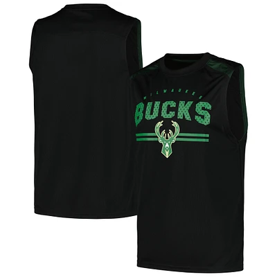 Débardeur noir Milwaukee Bucks Birdseye Muscle Fanatics pour hommes