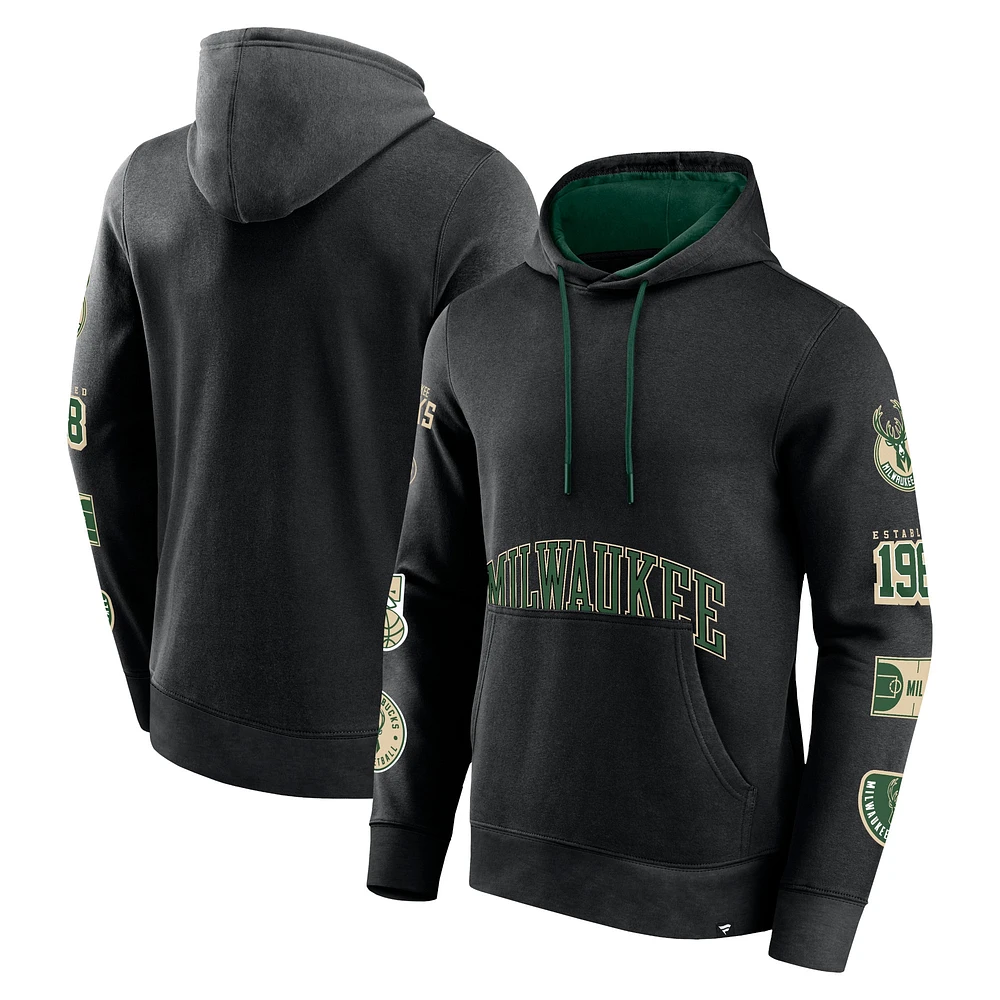 Men's Fanatics Black Milwaukee Bucks Home Court Pullover Hoodie