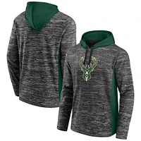 Fanatics Charcoal Milwaukee Bucks Instant Replay Colorblock pour hommes - Chandail à capuchon