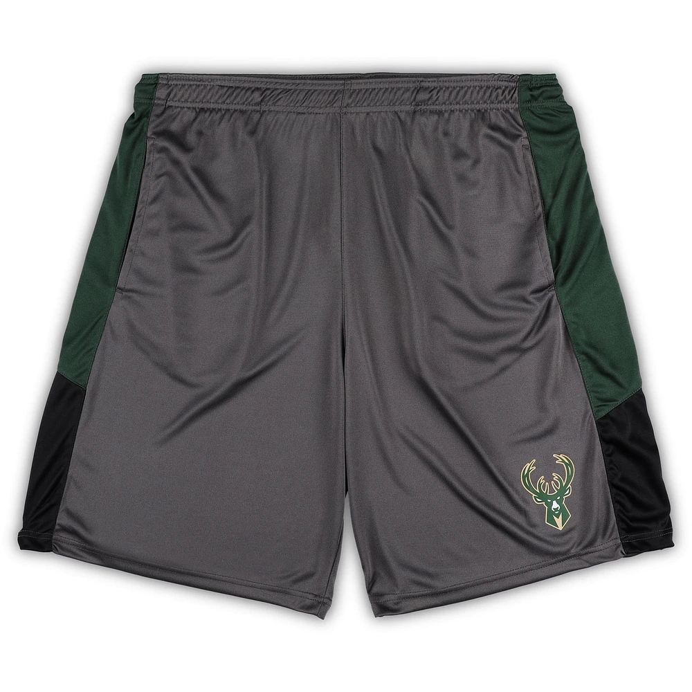 Short grand et gris Milwaukee Bucks Fanatics pour hommes