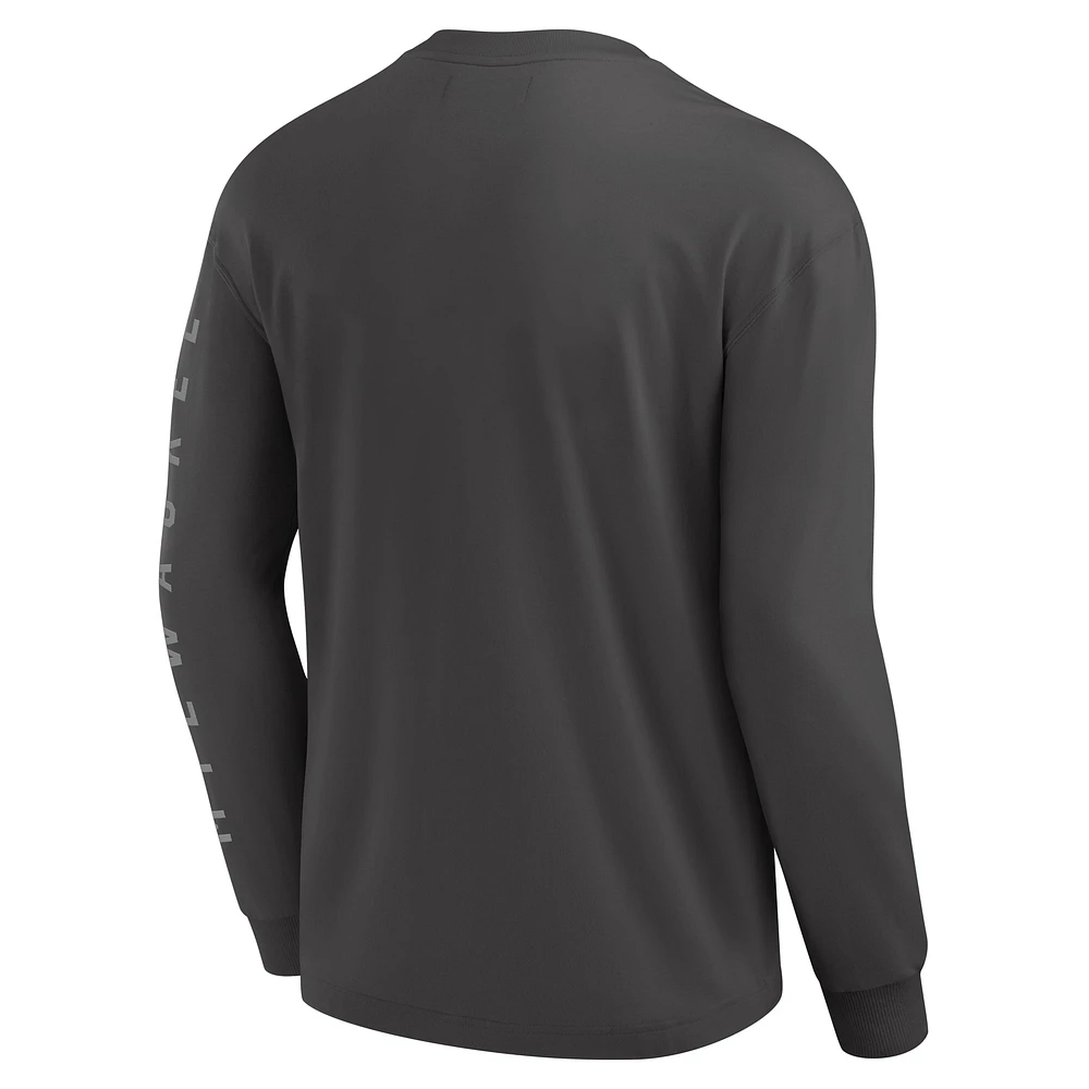 Men's Fanatics Gray Milwaukee Bucks Elements Future Ground Tonal Info Long Sleeve T-Shirt