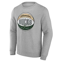Sweat-shirt en polaire gris True Classics Hard Color de Milwaukee Bucks Fanatics pour homme
