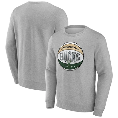 Sweat-shirt en polaire gris True Classics Hard Color de Milwaukee Bucks Fanatics pour homme
