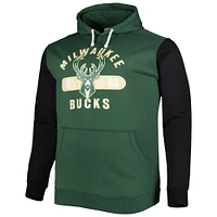 Men's Fanatics Hunter Green/Black Milwaukee Bucks Big & Tall Bold Attack Pullover Hoodie