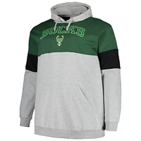 Men's Fanatics Hunter Green/Black Milwaukee Bucks Big & Tall Pullover Hoodie