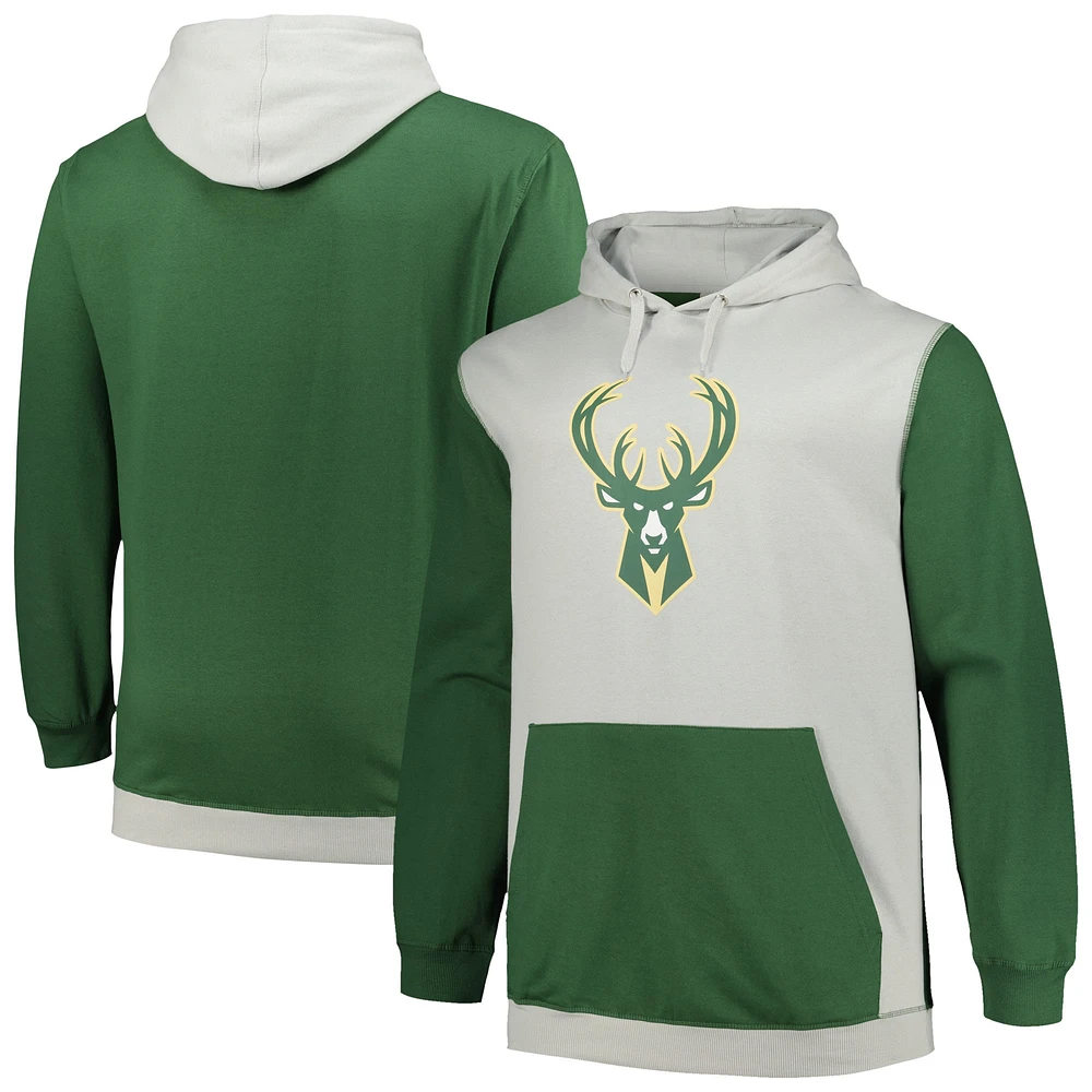 Men's Fanatics Hunter Green/Silver Milwaukee Bucks Big & Tall Primary Arctic Pullover Hoodie