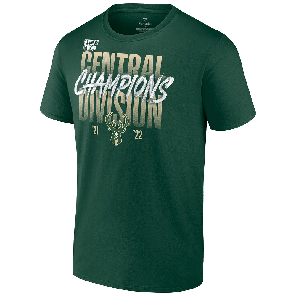 Men's Fanatics Hunter Green Milwaukee Bucks 2022 Central Division Champions Locker Room T-Shirt