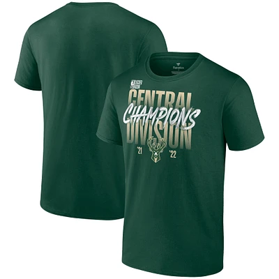 Men's Fanatics Hunter Green Milwaukee Bucks 2022 Central Division Champions Locker Room T-Shirt