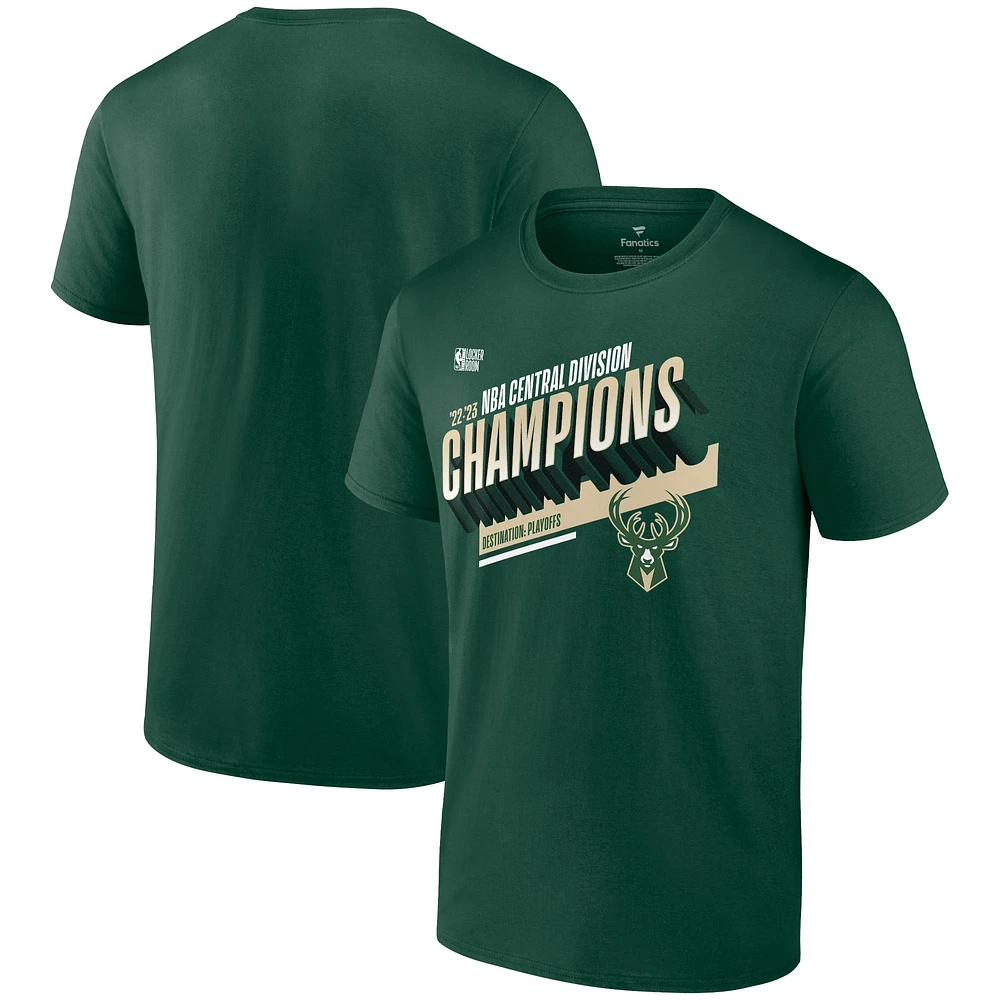 Men's Fanatics  Hunter Green Milwaukee Bucks 2023 Central Division Champions Locker Room T-Shirt