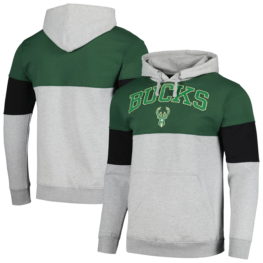 Sweat à capuche contrasté pour hommes Fanatics Hunter Green Milwaukee Bucks