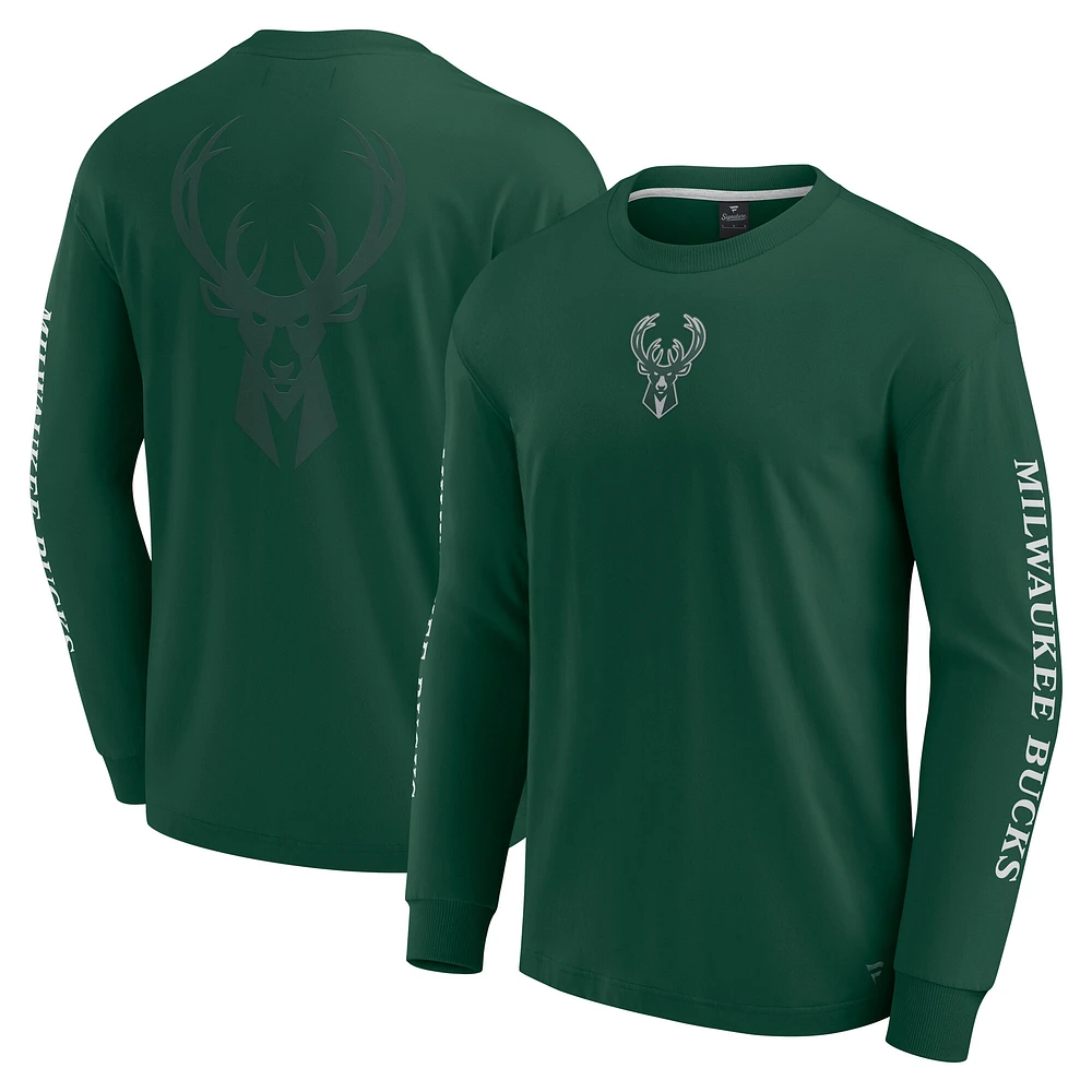 T-shirt à manches longues Fanatics Hunter Green Milwaukee Bucks Elements Strive pour hommes