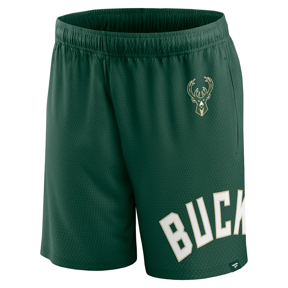 Men's Fanatics Hunter Green Milwaukee Bucks Free Throw Mesh Shorts