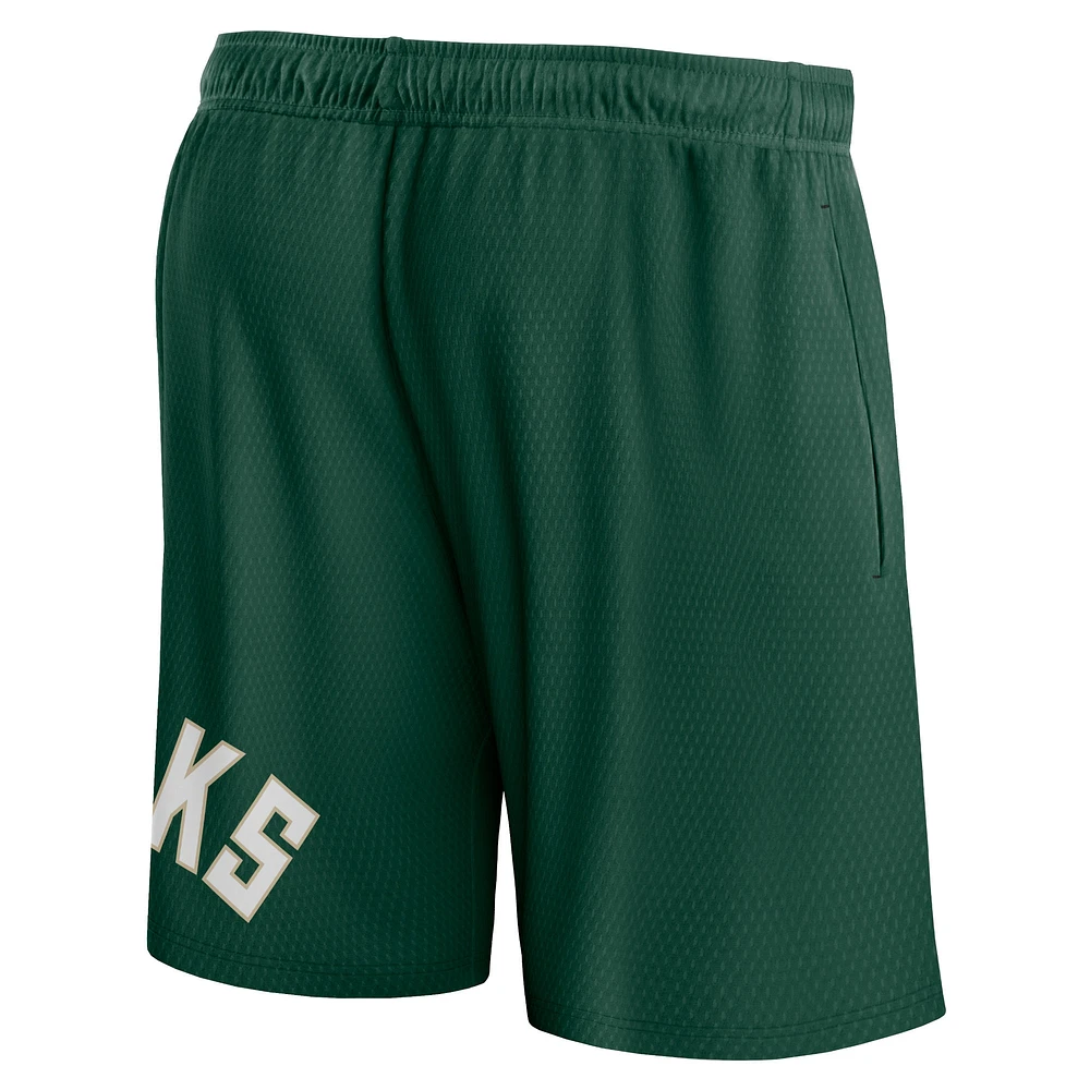 Short en maille à lancer franc Fanatics Hunter Green Milwaukee Bucks pour hommes