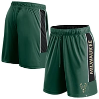 Men's Fanatics Hunter Green Milwaukee Bucks Game Winner Defender Shorts