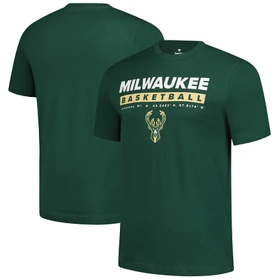 T-shirt Fanatics Hunter Green pour homme avec emplacement Just Net des Milwaukee Bucks