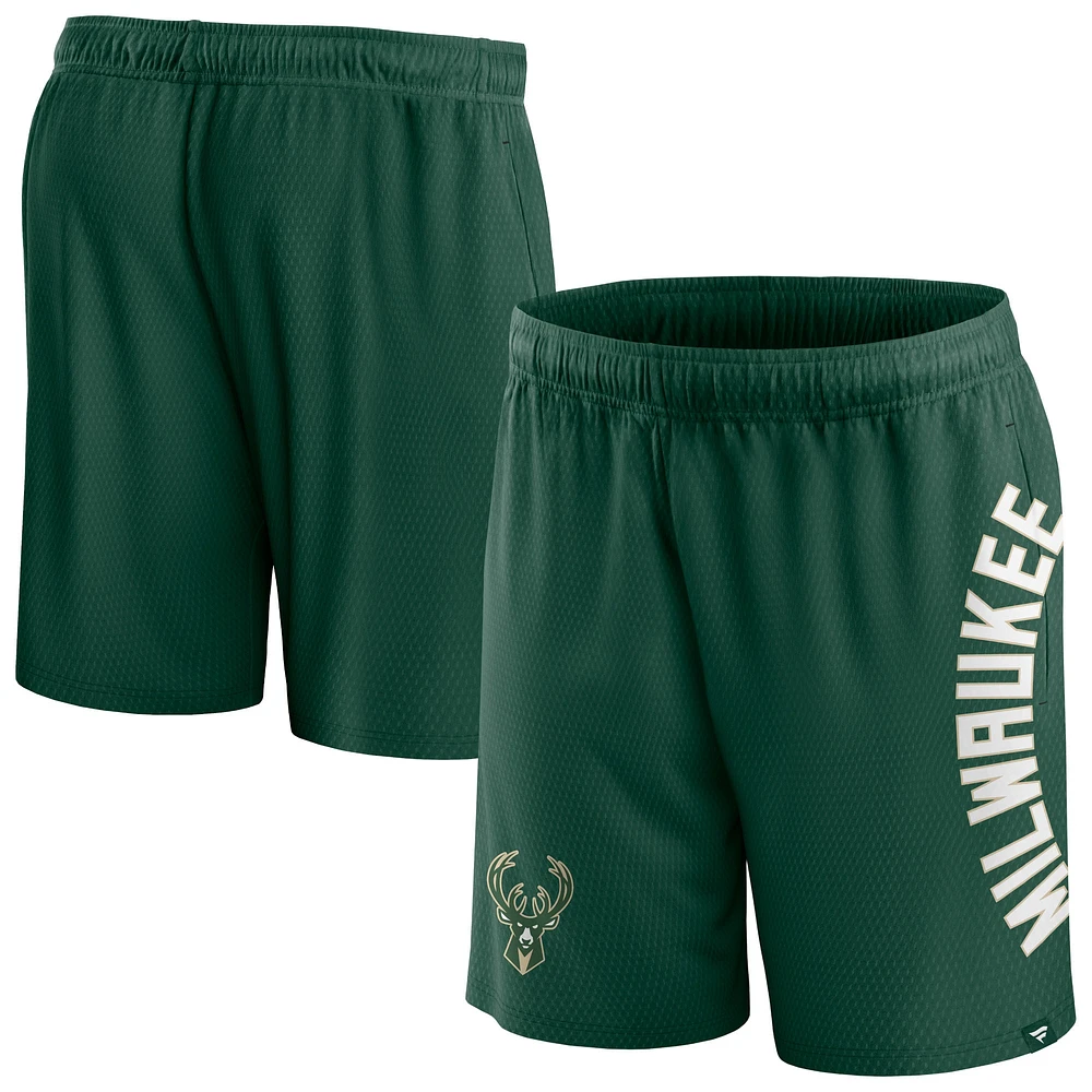 Short en maille Post Up Fanatics Hunter Green Milwaukee Bucks pour hommes