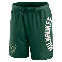 Men's Fanatics Hunter Green Milwaukee Bucks Post Up Mesh Shorts