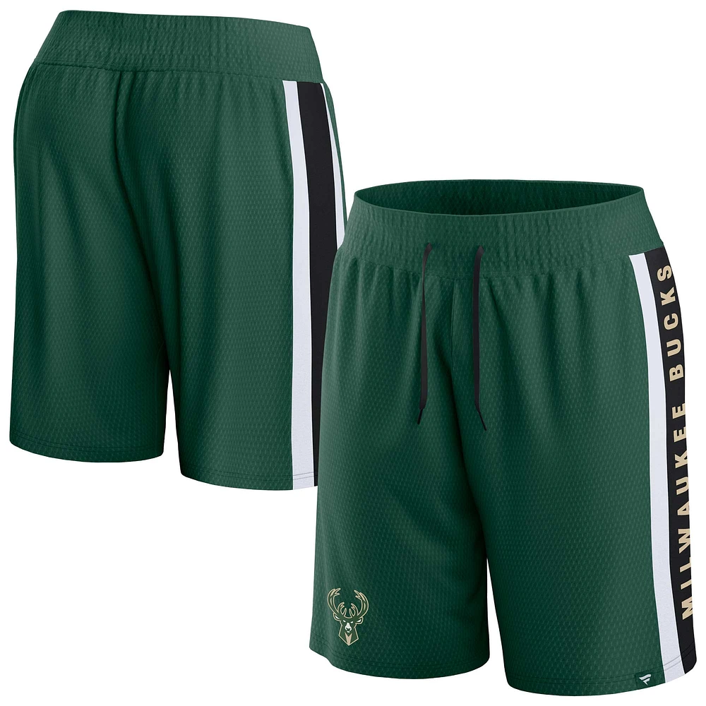 Short en maille emblématique d'arbitre des Milwaukee Bucks Fanatics Hunter Green pour hommes