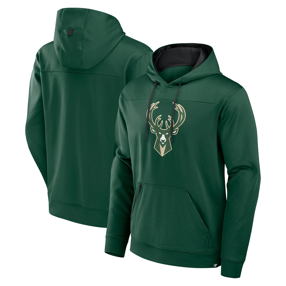 Sweat à capuche Fanatics Hunter Green Milwaukee Bucks Reserve Defender pour homme