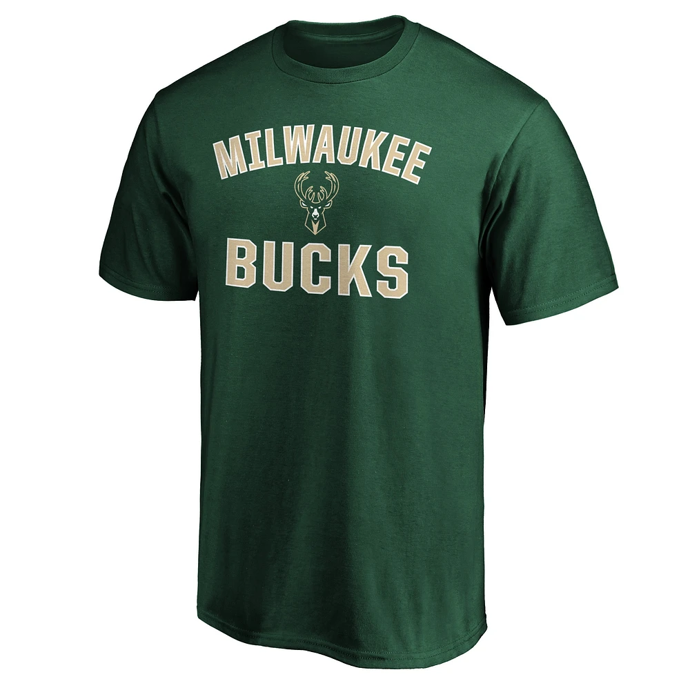 Men's Fanatics Hunter Green Milwaukee Bucks Team Victory Arch T-Shirt