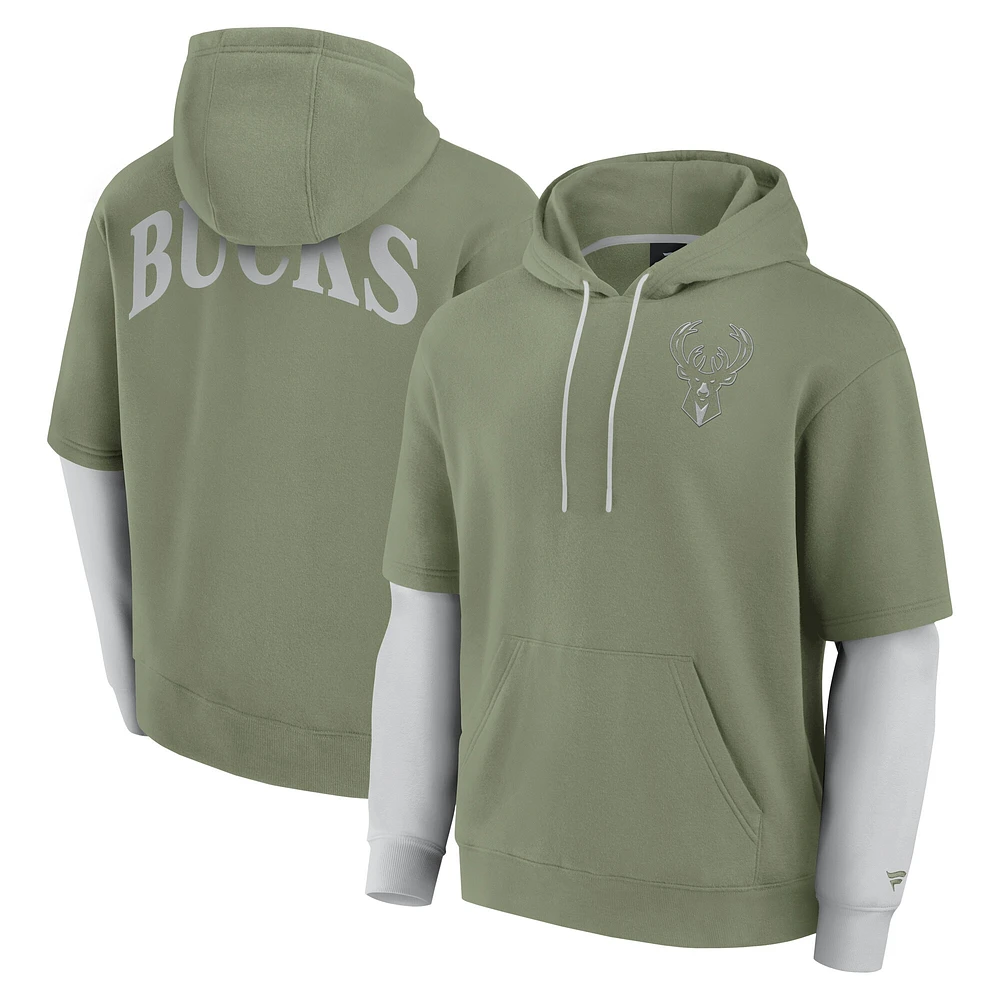 Sweat à capuche élégant pour homme Fanatics Olive Milwaukee Bucks Elements