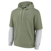 Sweat à capuche élégant pour homme Fanatics Olive Milwaukee Bucks Elements