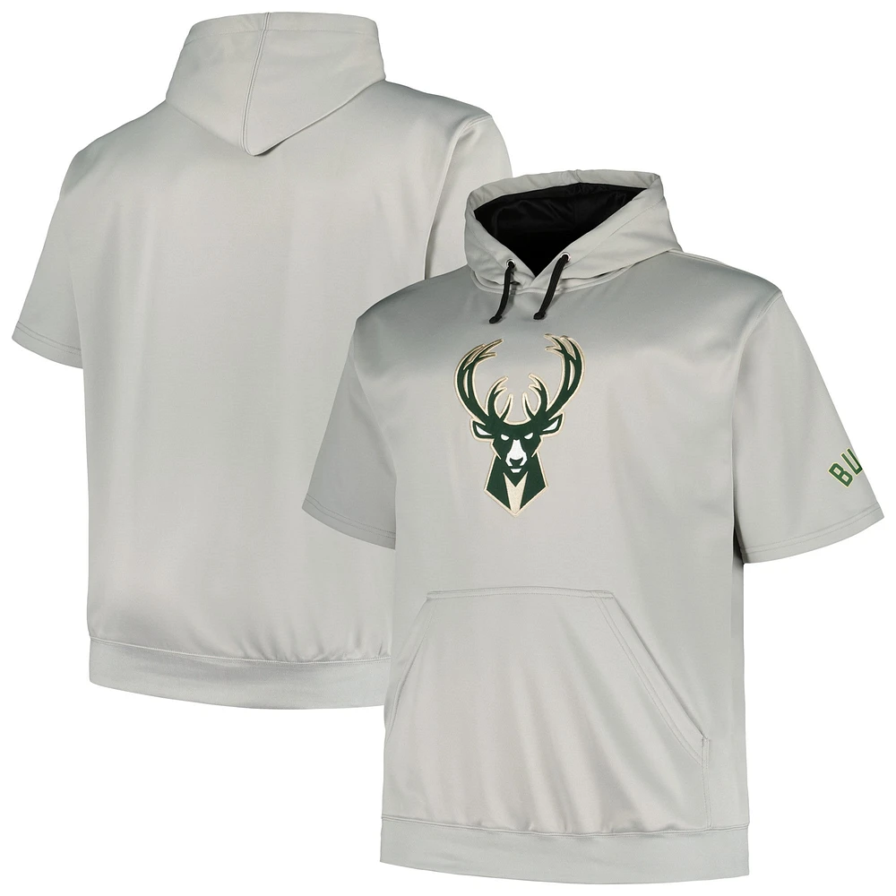 Sweat à capuche avec logo Fanatics Silver Milwaukee Bucks Big & Tall pour hommes