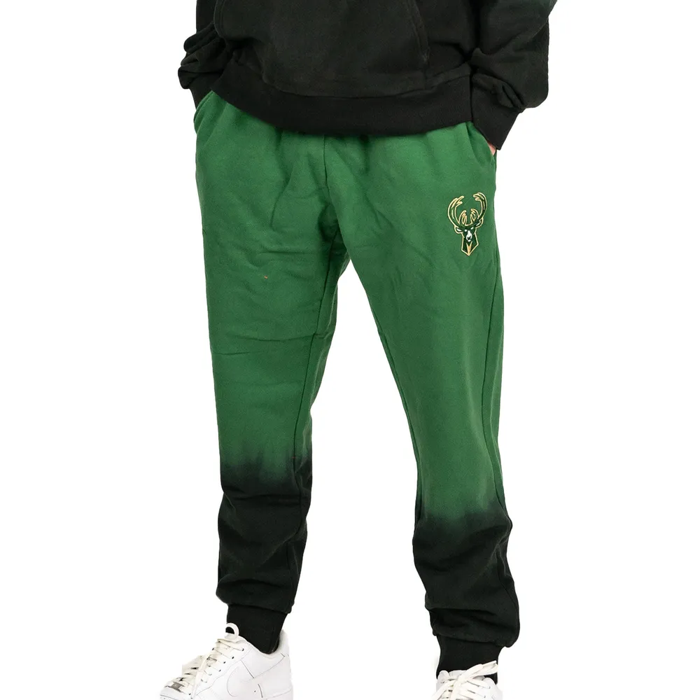 Men's FISLL Hunter Green Milwaukee Bucks Black Dip-Dye - Jogger Pants