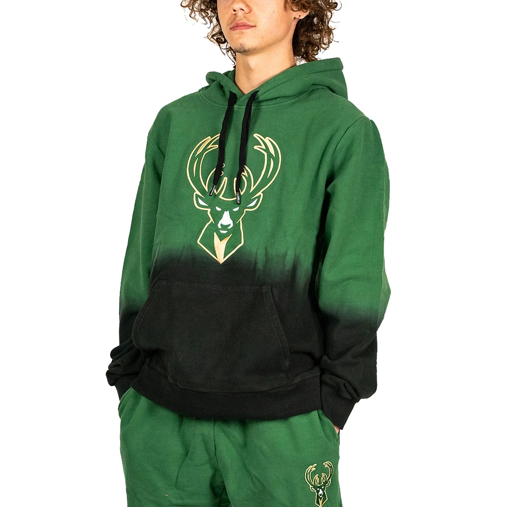 Milwaukee Bucks FISLL vert chasseur pour homme Dip-Dye noir - Chandail à capuchon