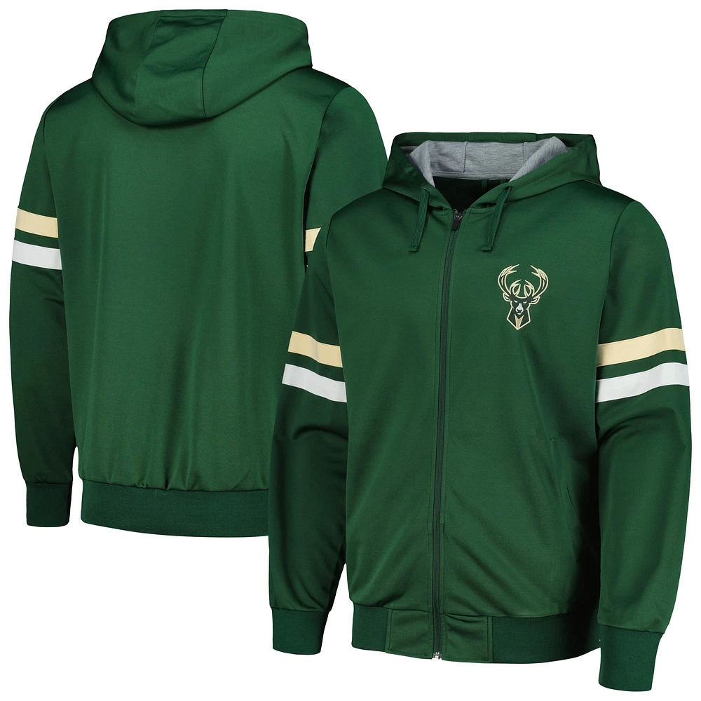 Veste à capuche entièrement zippée G-III Sports by Carl Banks pour hommes Hunter Green Milwaukee Bucks Contender