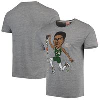 Men's Giannis Antetokounmpo Gray Milwaukee Bucks Player Graphic Tri-Blend T-Shirt