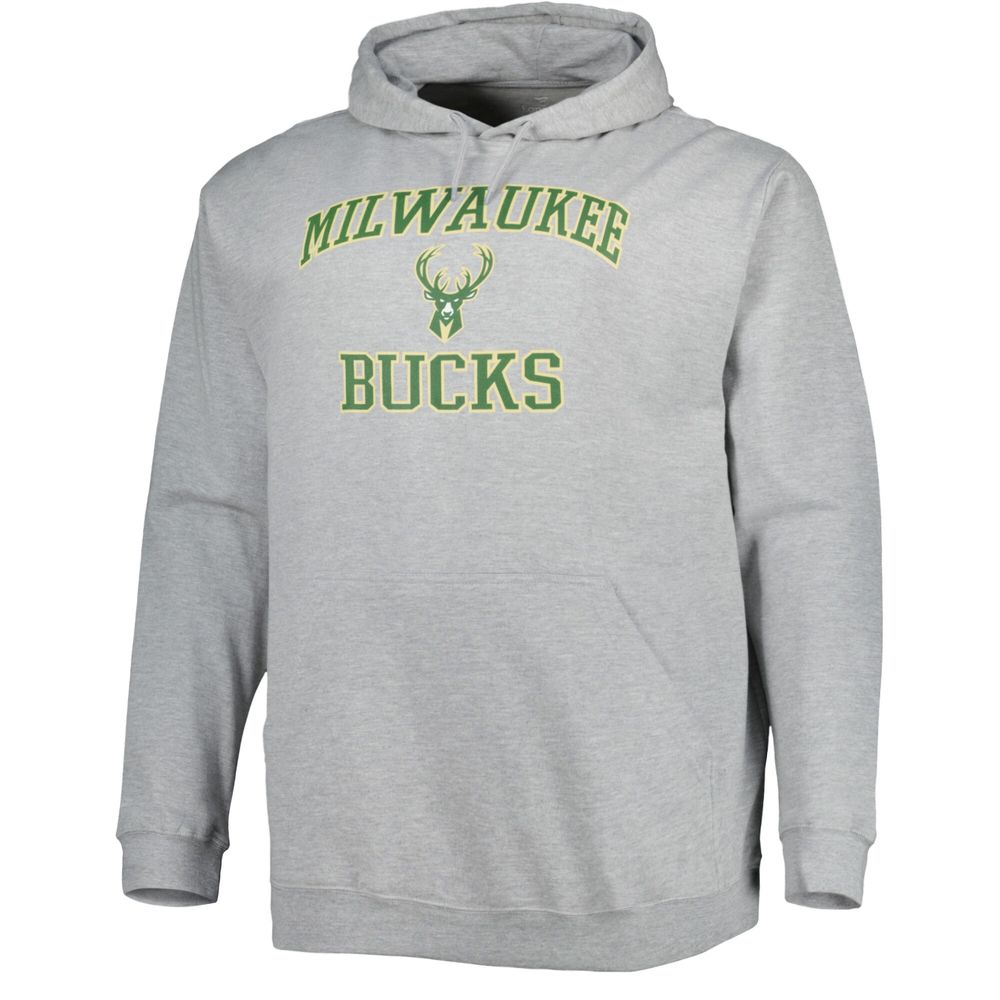 Men's Heathered Gray Milwaukee Bucks Big & Tall Heart Soul Pullover Hoodie