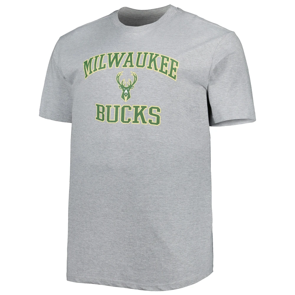Men's Heathered Gray Milwaukee Bucks Big & Tall Heart Soul T-Shirt