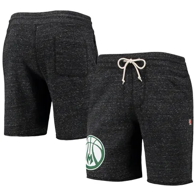 Milwaukee Bucks Homage Primary Logo Tri-Blend Sweat Shorts - Charcoal