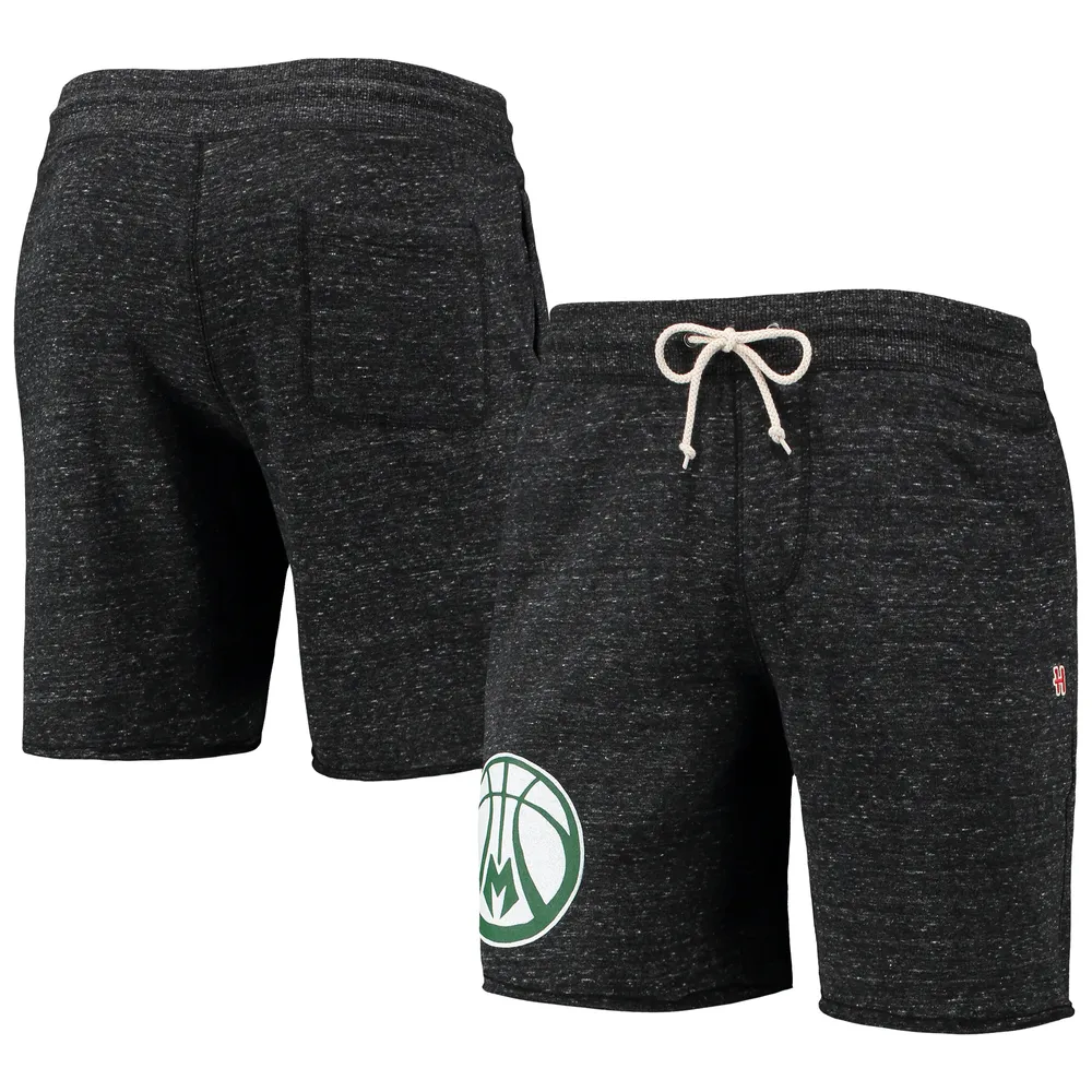 Men's Homage Charcoal Milwaukee Bucks Primary Logo Tri-Blend Sweat Shorts