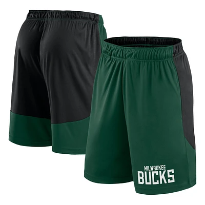 Short de performance pour homme vert chasseur/noir Milwaukee Bucks Launch