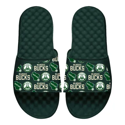 Milwaukee Bucks ISlide Collage Slide Sandals - Dark Green