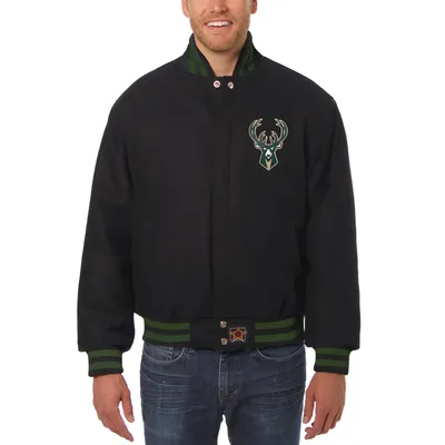 Milwaukee Bucks JH Design Big & Tall All Wool Jacket with Leather Logo - Black