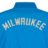 Blouson aviateur en nylon entièrement zippé JH Design pour hommes Milwaukee Bucks 2022/23 City Edition bleu