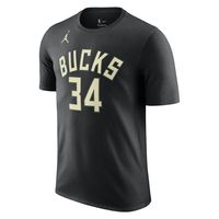 Men's Jordan Brand Giannis Antetokounmpo Black Milwaukee Bucks 2022/23 Statement Edition Name & Number T-Shirt