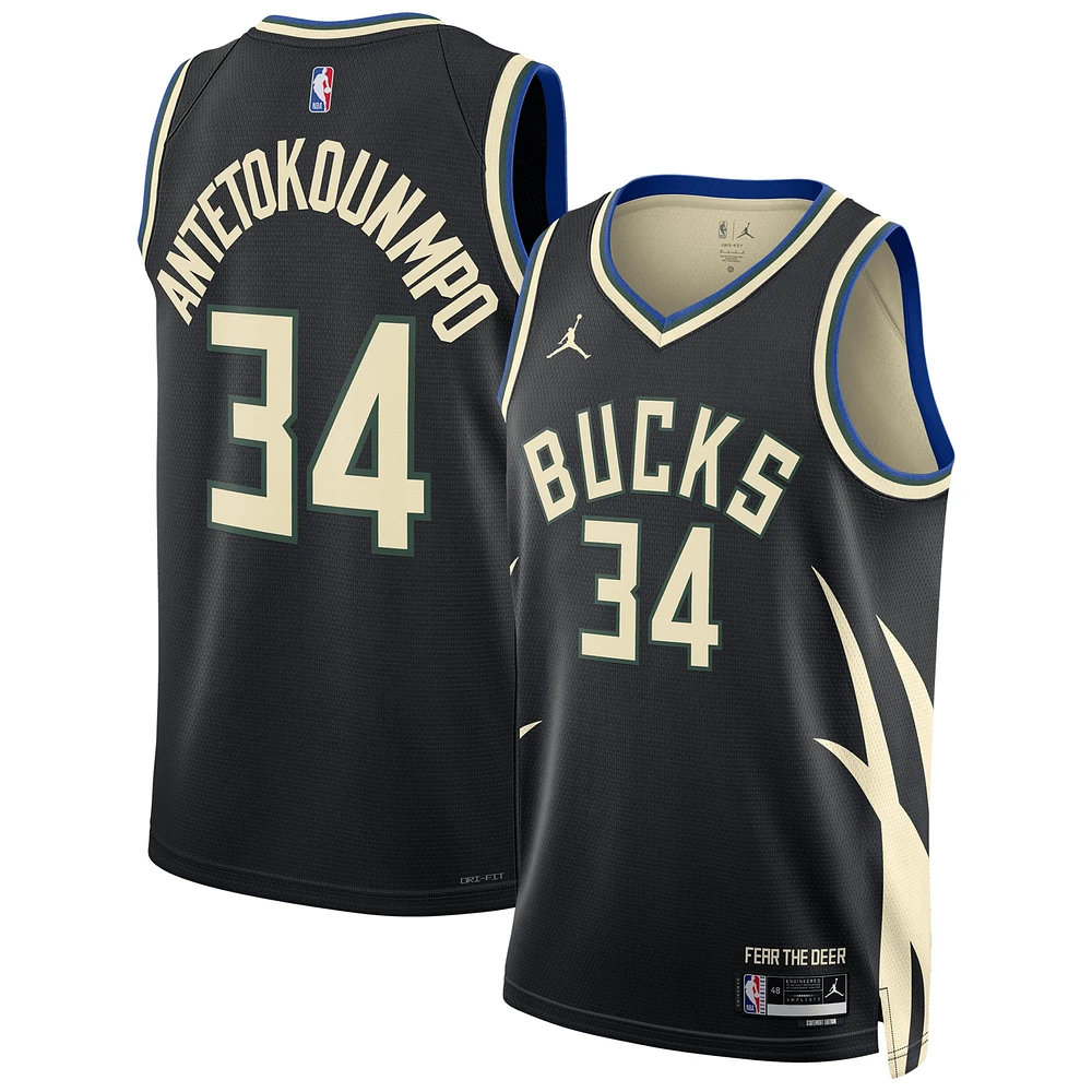 Men's Jordan Brand Giannis Antetokounmpo Black Milwaukee Bucks Swingman Replica Jersey - Statement Edition