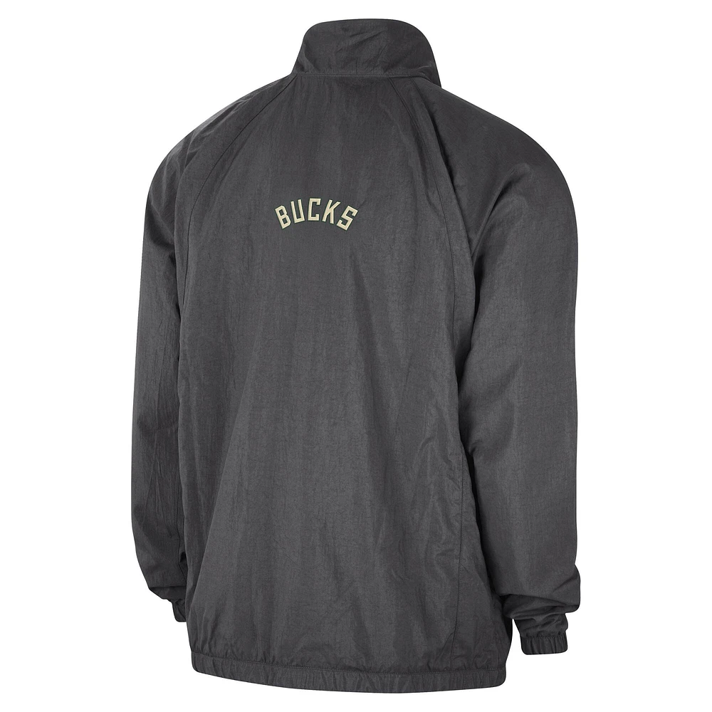 Men's Jordan Brand Gray Milwaukee Bucks Courtside Statement Edition Jumpman Jam Full-Zip Jacket