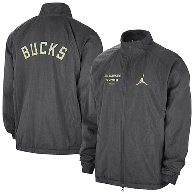 Men's Jordan Brand Gray Milwaukee Bucks Courtside Statement Edition Jumpman Jam Full-Zip Jacket