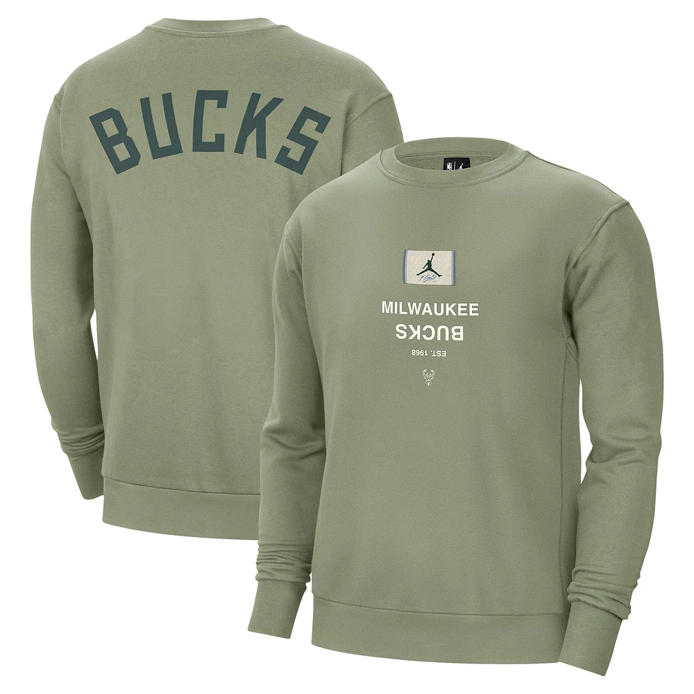 Men's Jordan Brand Green Milwaukee Bucks Courtside Statement Edition Heavyweight Pullover Sweatshirt